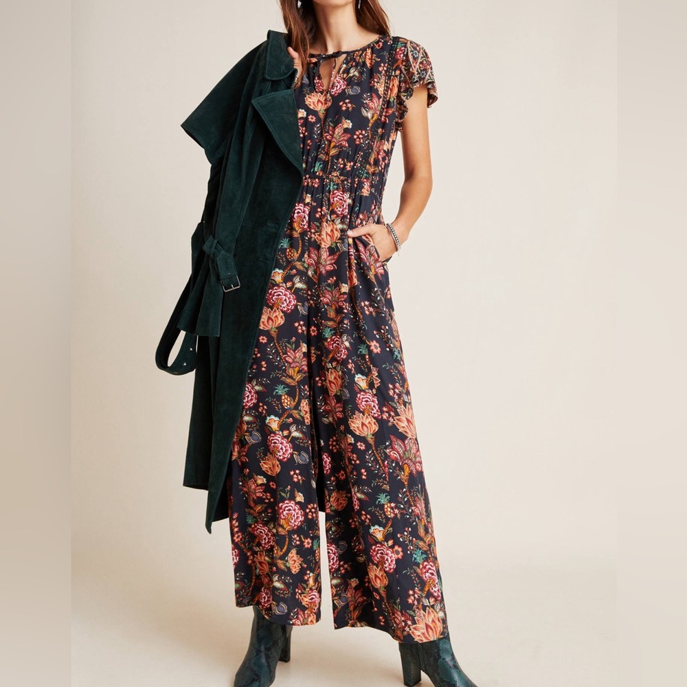 Anthropologie Farm Rio Lillian Wide-Leg Jumpsuit — Bold Print & Boho Flair XS